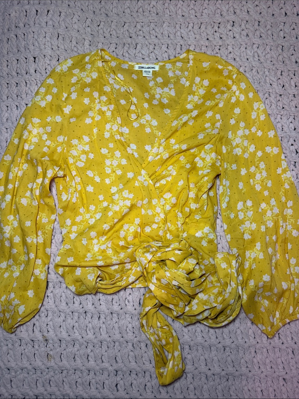 Billabong Yellow Floral Wrap Blouse